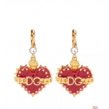 Dolce Gabbana Pendant Heart Earrings with Logo Red 2018