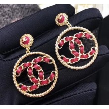 Chanel CC Loop Earrings A60022 Red