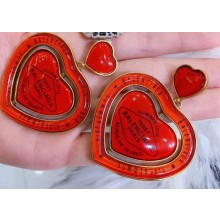Balenciaga Casino Heart Earrings in Red Resin