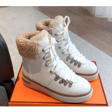 Hermes Flocon ankle boot in calfskin white 2024