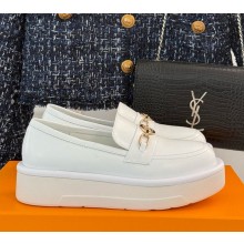Louis Vuitton platform loafer for women white calf leather 2025