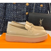 Louis Vuitton platform loafer for women beige calf leather 2025