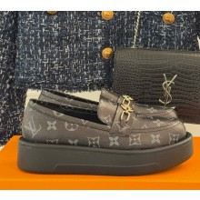 Louis Vuitton platform loafer for women black Monogram calf leather 2025