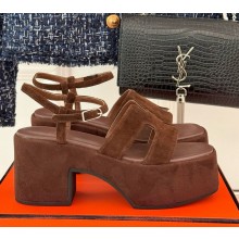 Hermes women's Jam 60 sandal in suede calfskin coffee  2024