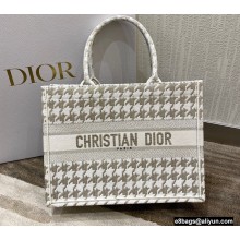 Dior Small Book Tote Bag in Gold-Tone Houndstooth Embroidery 2022
