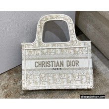 Dior Mini Book Tote Bag in Gold-Tone Oblique Embroidery 2022