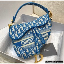 Dior Saddle Bag in Cornflower Blue Oblique Embroidery 2022