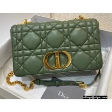 Dior Medium Caro Bag in Padded Macrocannage Calfskin Green 2022