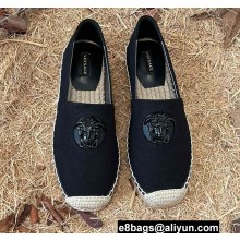 Versace La Medusa Print Espadrilles in Cotton Canvas Black 2022