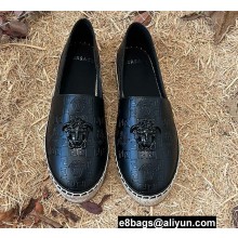 Versace La Medusa Espadrilles in Leather Embossed Black 2022