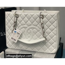 Chanel GST Shopping Tote Bag A50995 in Caviar Leather White/Silver