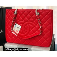 Chanel GST Shopping Tote Bag A50995 in Caviar Leather Red/Silver