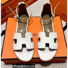 Hermes Swift Calfskin Santorini Sandals Handmade White