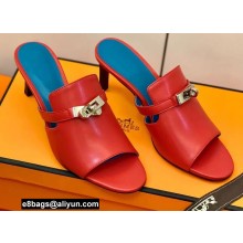 Hermes Kelly Buckle Cute Sandals Red