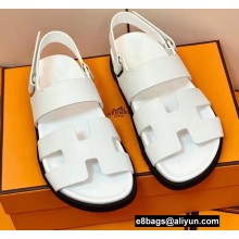 Hermes Original Calfskin Takara Sandals White