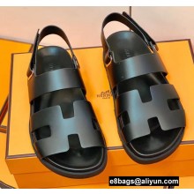 Hermes Original Calfskin Takara Sandals Black