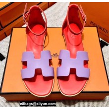 Hermes Swift Calfskin Santorini Sandals Handmade Purple