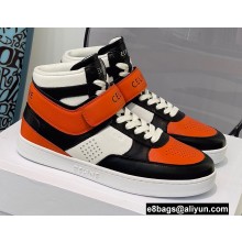 Celine High Sneakers Ct-03 With Velcro In Calfskin White/Black/Orange 2022