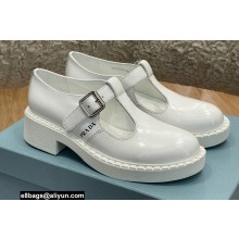Prada Brushed Leather T-strap shoes White 2022