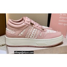 Jimmy Choo HAWAII/F Trainers Sneakers Pink with Pearl Embellishment 2022