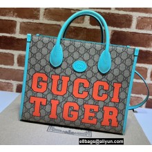 Gucci Tiger GG Small Tote Bag 659983 Blue 2022