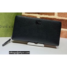 Gucci GG Marmont zip around Wallet 456117 Resin Hardware Black 2022