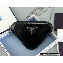 Prada Brushed Leather Triangle mini-pouch Bag 1NR005 Black 2022