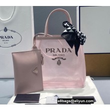 Prada Small Sequined Mesh Tote Bag 1BG417 Pink 2022