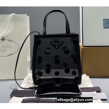 Prada Small Polka-dot Mesh Tote Bag 1BG417 Black 2022