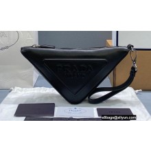 Prada Leather Triangle Pouch Bag 1NE039 Black 2022