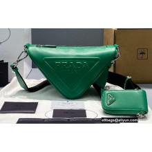 Prada Leather Triangle Shoulder Bag 1BH190 Green 2022