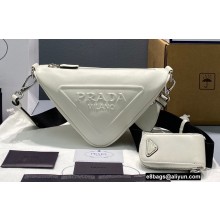 Prada Leather Triangle Shoulder Bag 1BH190 White 2022