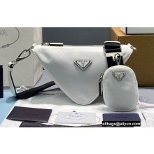 Prada Nylon Triangle Shoulder Bag White 2022