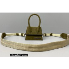 Jacquemus Le Chiquito Homme Mini Bag Suede Olive Green with Removable Shoulder Strap