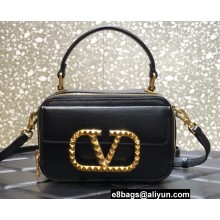 Valentino Alcove Rockstud Vlogo Leather Crossbody Bag Black 2022