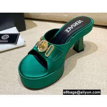 Versace Icon Crysatl Medusa Medallion Heel Mules Satin Green 2022
