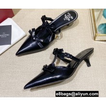 Valentino French Bows Leather Heel Mules Black 2022