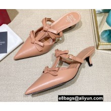 Valentino French Bows Leather Heel Mules Nude Pink 2022