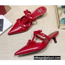 Valentino French Bows Leather Heel Mules Red 2022