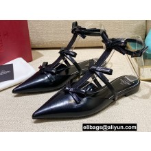 Valentino French Bows Leather Ballet Flats Black 2022
