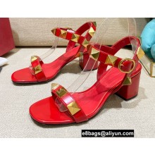 Valentino Heel 6cm Roman Stud Calfskin sandals Red 2022