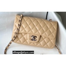 Chanel Mini Classic Flap Handbag A69900 in Lambskin Beige/Silver