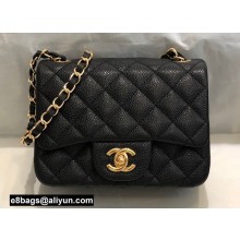 Chanel Mini Classic Flap Handbag A01115 in Caviar Leather Black/Gold
