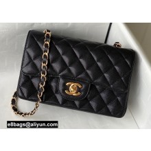 Chanel Small Classic Flap Handbag A01116 in Caviar Leather with Edge Stitching Black/Gold