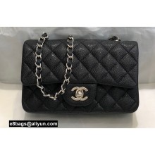 Chanel Small Classic Flap Handbag A01116 in Caviar Leather Black/Silver