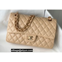 Chanel Medium Classic Flap Handbag A01112 in Lambskin Beige/Gold