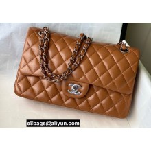 Chanel Medium Classic Flap Handbag A01112 in Lambskin Caramel/Silver