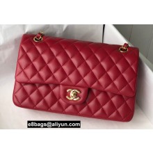 Chanel Medium Classic Flap Handbag A01112 in Lambskin Red/Gold