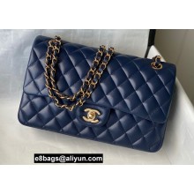 Chanel Medium Classic Flap Handbag A01112 in Lambskin Navy Blue/Gold