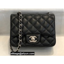 Chanel Mini Classic Flap Handbag A35200 in Lambskin Black/Silver
